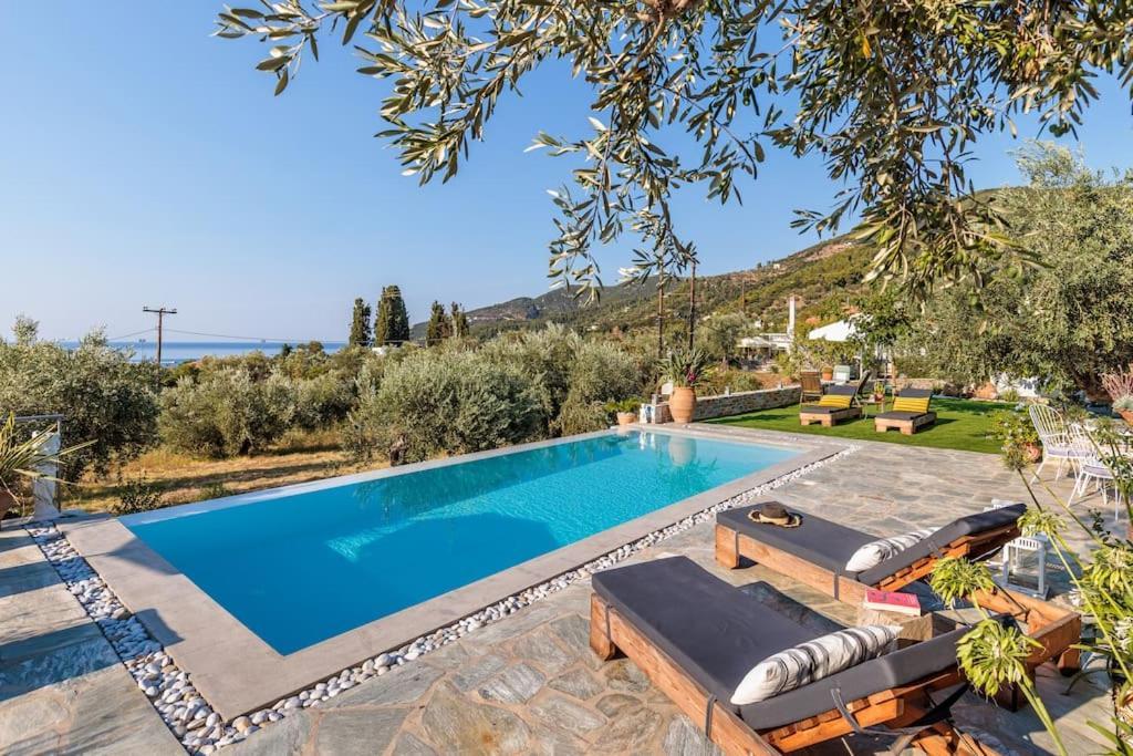 Skopelos Blue Heaven Pool Villa In Olive Grove Exterior foto