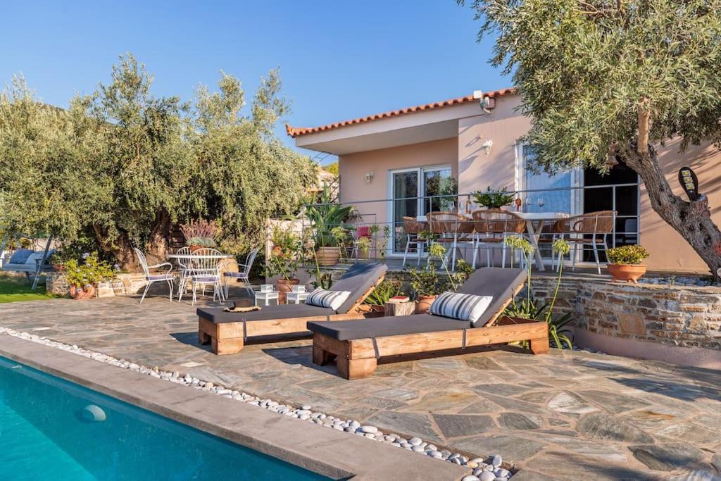 Skopelos Blue Heaven Pool Villa In Olive Grove Exterior foto