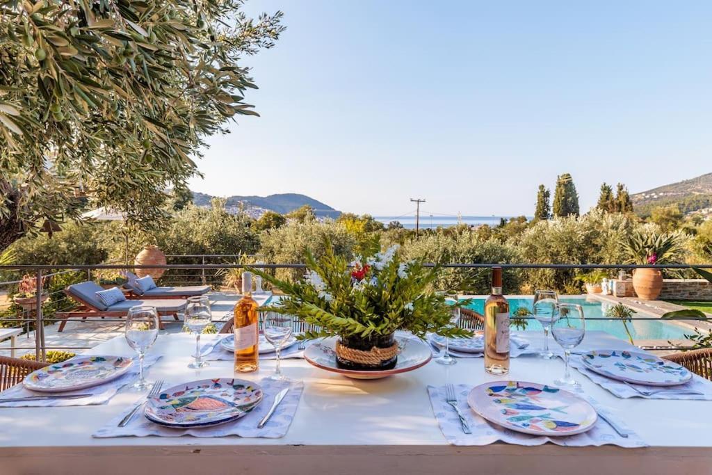 Skopelos Blue Heaven Pool Villa In Olive Grove Exterior foto